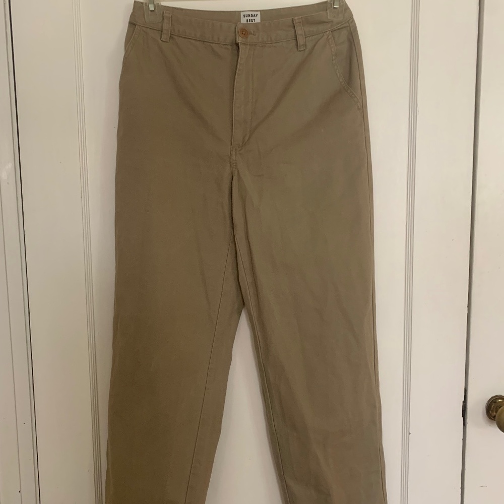SUNDAY BEST mid rise straight leg chinos trousers pockets Women’s size 8